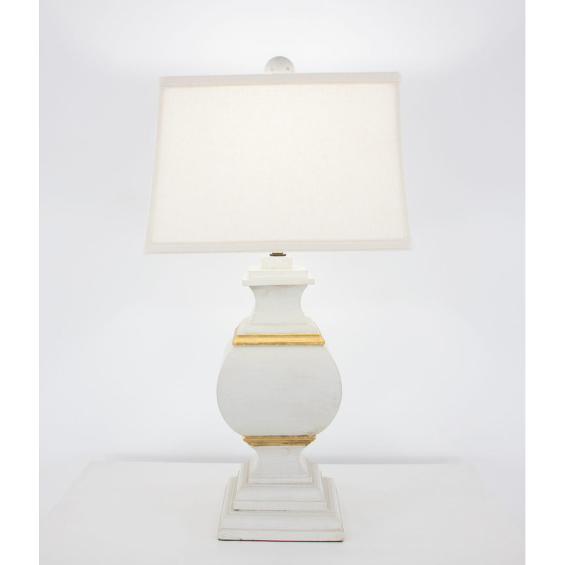 Serena Table Lamp, Soft Light French Gray/Gold Leaf, White