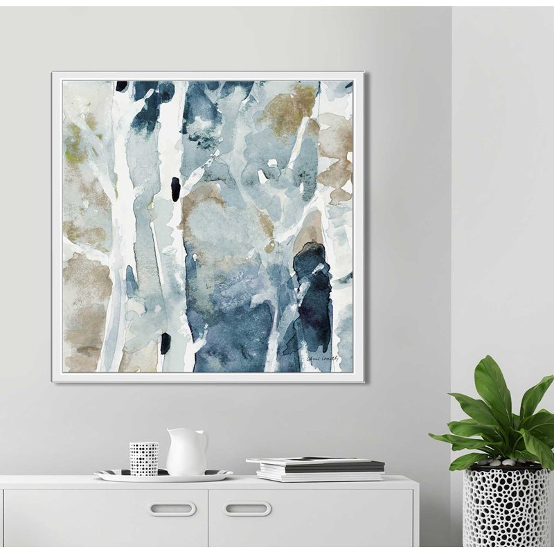 " Blue Upon The Hill Square I " by Lanie Loreth, 31.5" H x 31.5" W x 2" D, White Floater Frame