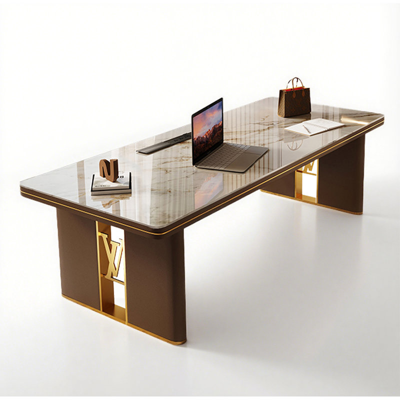 Bureau de table léger en pierre frittée de luxe italien, H 29,5 po x l 55,1 po x P 31,5 po