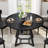 43 Inch Round Dining Table For 4, Kitchen Tables Circle Dinner Table With Metal Pedestal Base & Storage Shelf, Industrial Dining Room Table, Space Saving Wooden Table For Small Kitchen, Living Room, Black-1105491199-1105491193