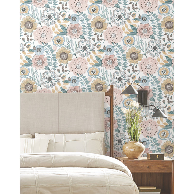 Papier peint artistique Bouquet neutre, Orange