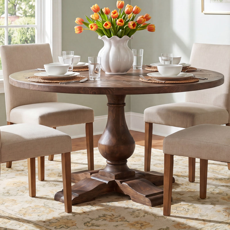 McKew Round Solid Wood Dining Table