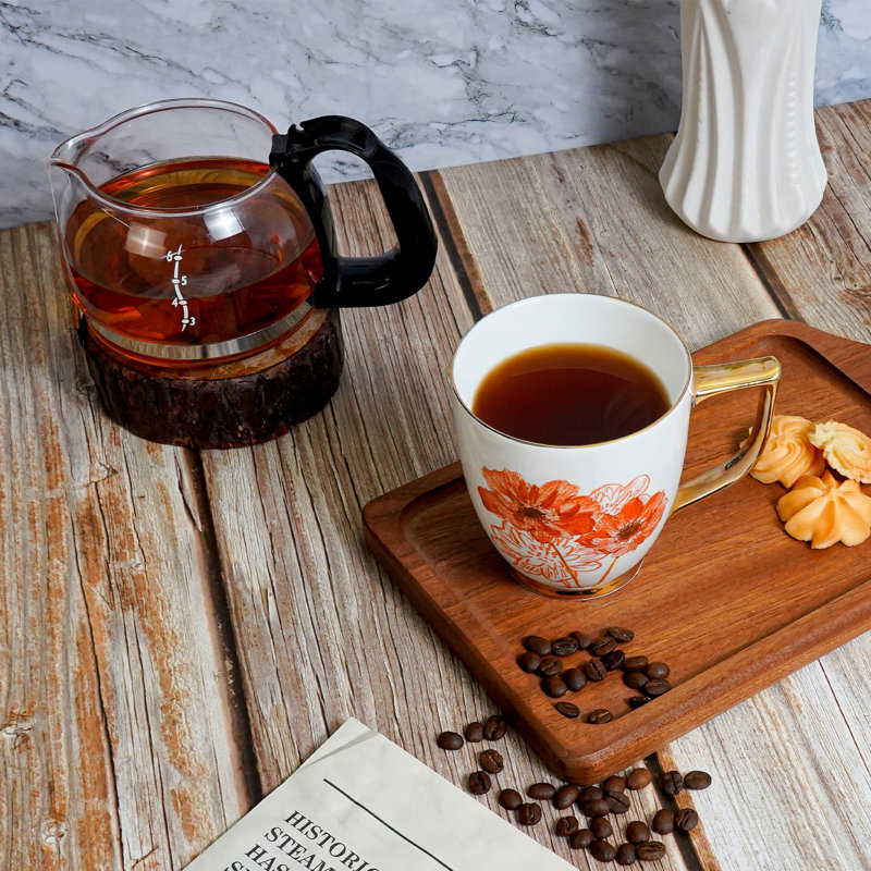 Céramique tasse à marguerite - tasse à café 15 oz pour café au lait Moka, tasse à fleurs en porcelaine pour la maison et le bureau, cadeaux de Noël de l'Action de grâce