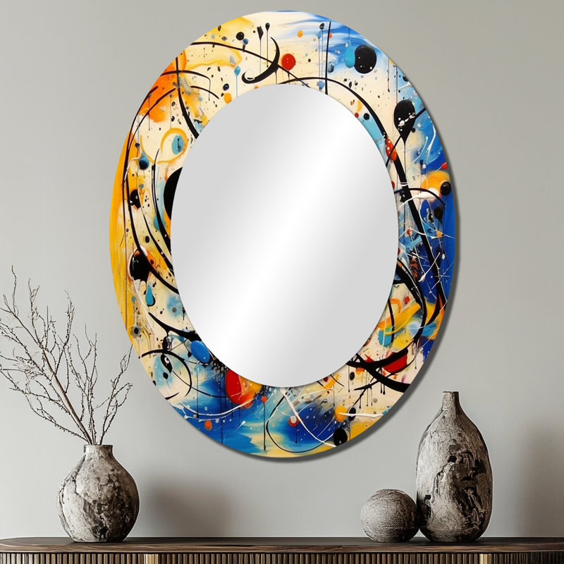 All That Jazz Colorful Joy IV - Modern Oval Wall Mirror, 40" x 30"