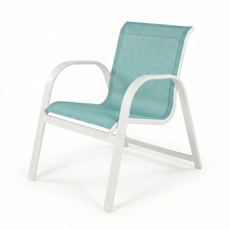 Windward Outdoor Anna Maria Arm Chair, Dupione Aquamarine Sling/River White