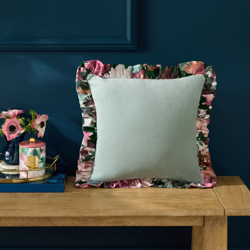 Tahiti Velvet Frilled Cushion Cover, Feather