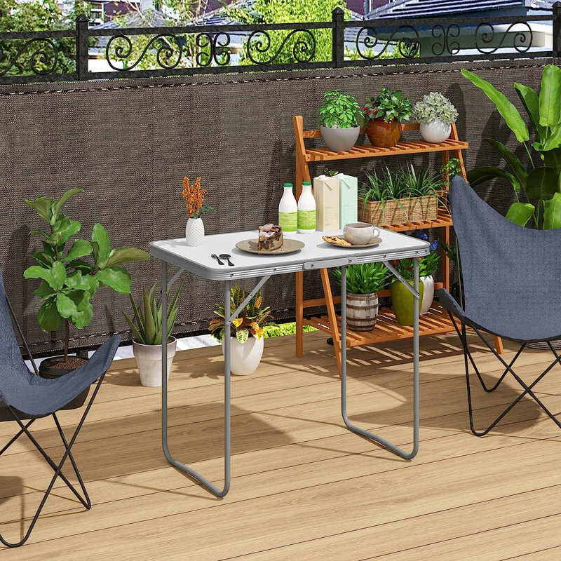 Bex Rectangular Wood Metal Folding Outdoor Camping Table , 80cm cm W 50cm cm D, White