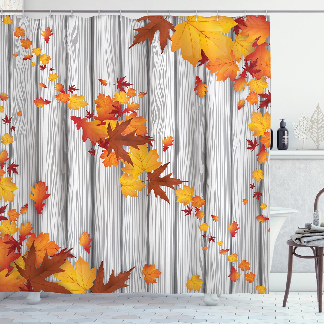 Duschvorhang, Fall Maple Leafs Baum, Herbst, Orange Weiss