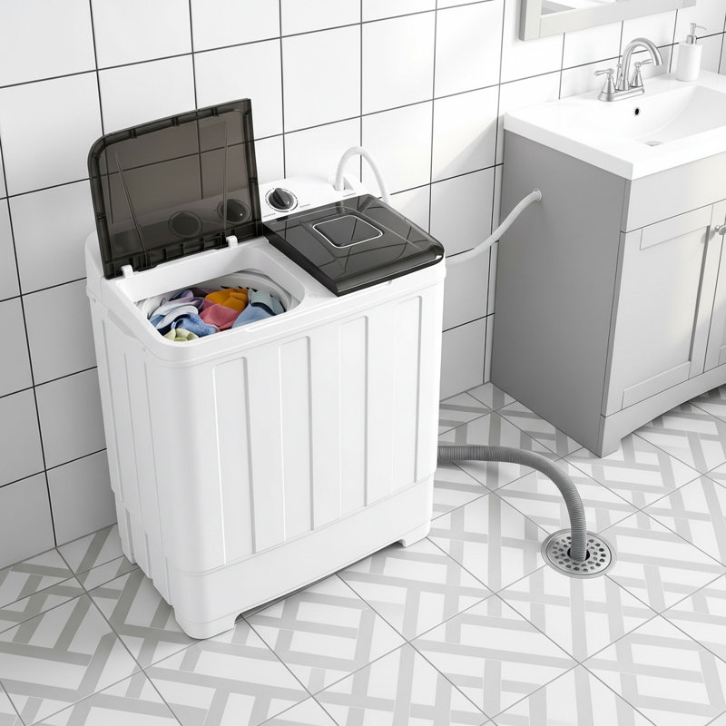 30 LBS Twin Tub Portable Washing Machine - Dual Wash & Spin Capacity With Built-In Drain Pump & Energy-Efficient Motor For Large Families