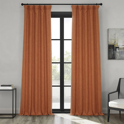 Ottis Faux Linen Room Darkening Curtain Panel