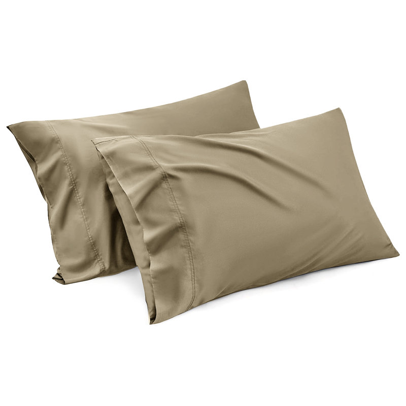 Aspire Homeware Super Soft & Breathable Microfiber Dyed Pillowcase (Pack Of 2), Beige