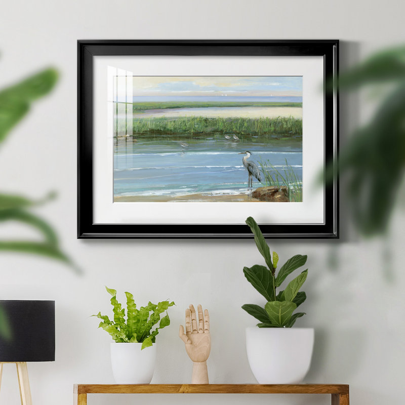 Wading at Dusk - Peinture encadrée, H 30,5 po x l 42,5 po x P 1,5 po, Papier encadré noir