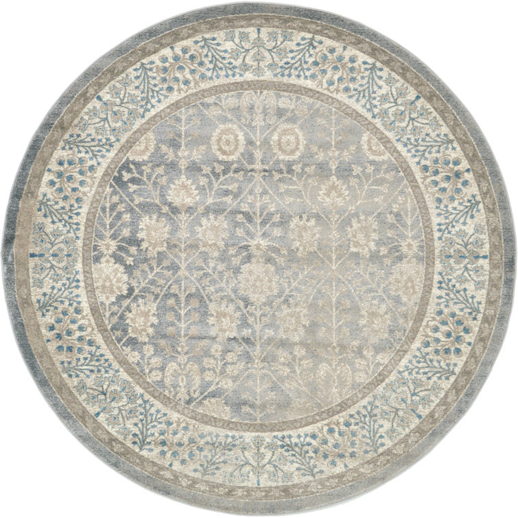 Tapis gris à motif floral Moua