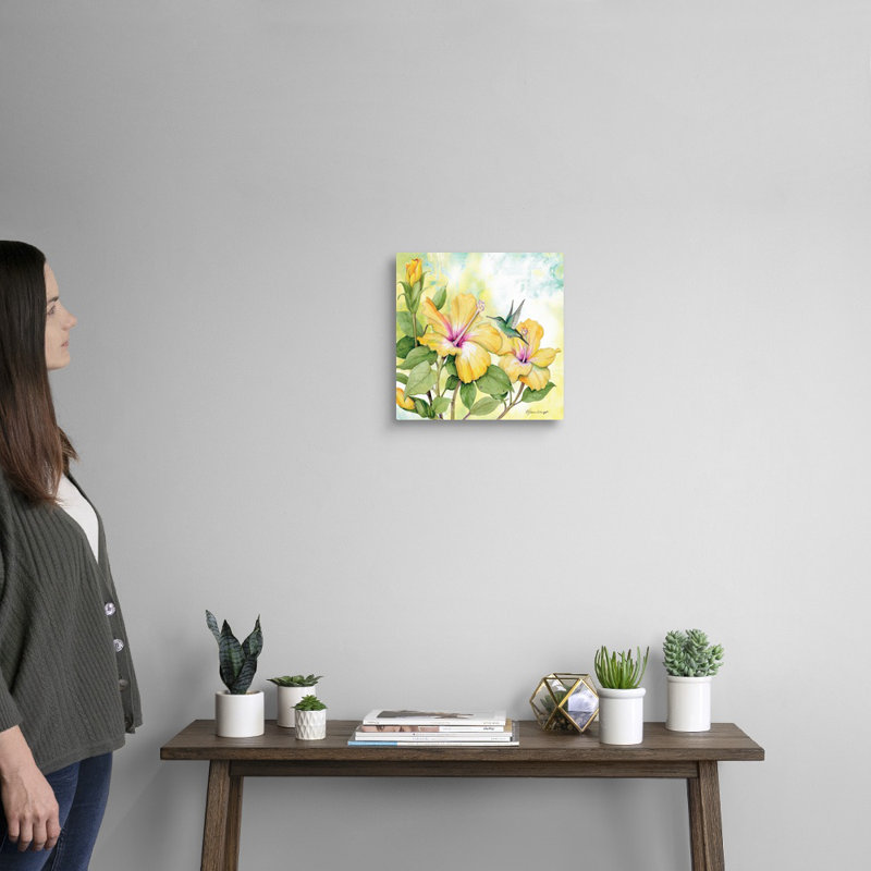 Hibiscus, art mural sur toile, H 12 po x l 12 po x P 1,25 po, Toile tendue