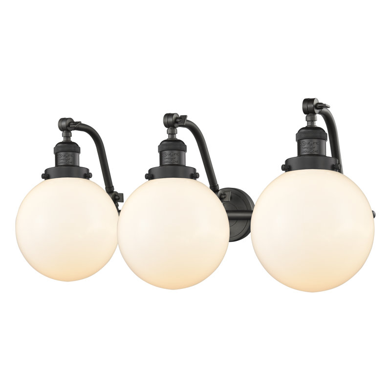 Éclairage de salle de bain à intensité variable 3 lumières Zarmayr, Bronze huilé, Boîtier blanc mat