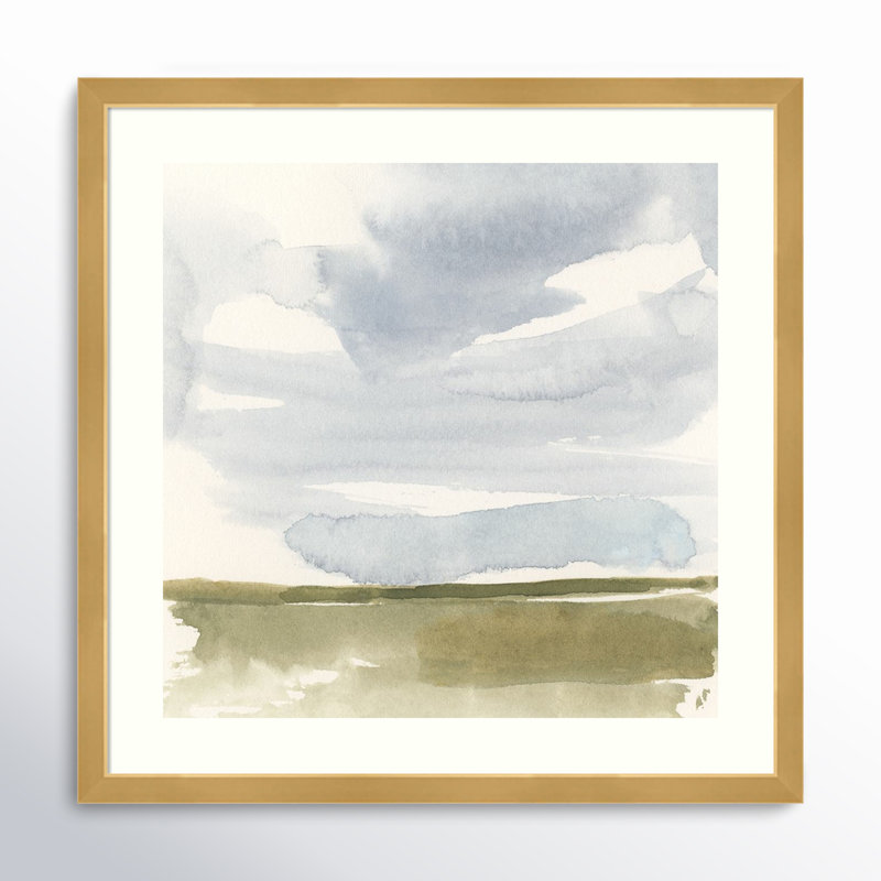 «Open Field S croquis I» par Victoria Barnes - peinture encadrée, H 33 po x l 33 po, Brun