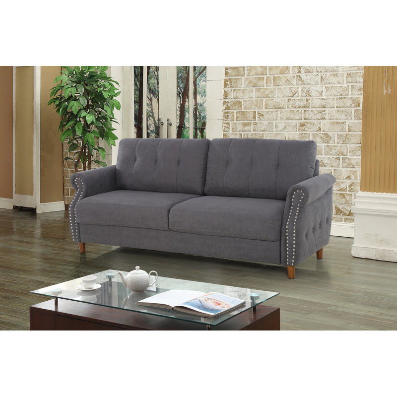 Canapé à accoudoirs roulés 79,53 po Sauter, Polyester gris