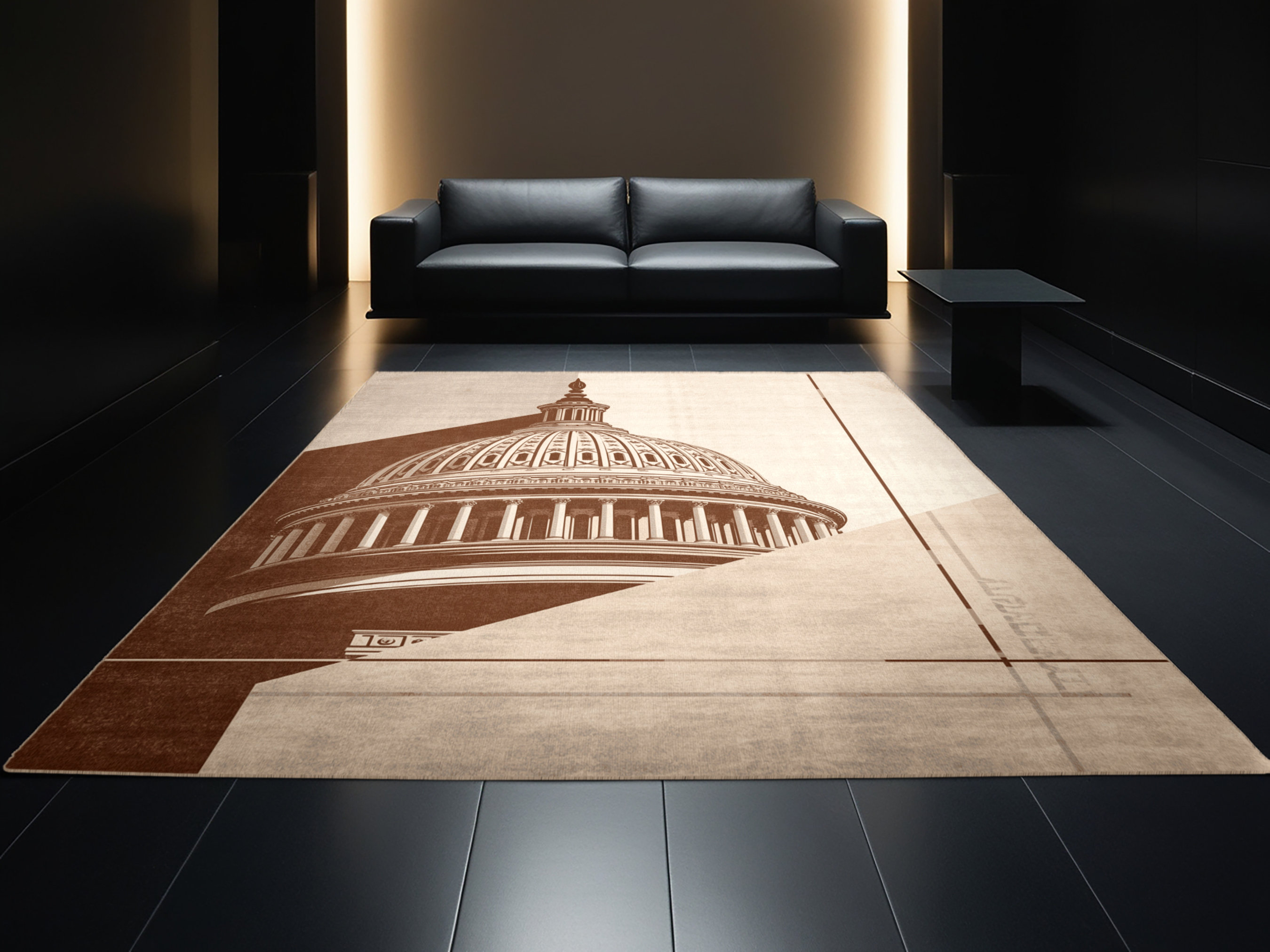 Wrought Studio Machine Washable Paret Us Capitol Modern Rug in Beige ...