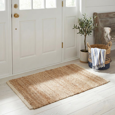 Tapis de couleur unie en jute tissé à la main en fibres naturelles