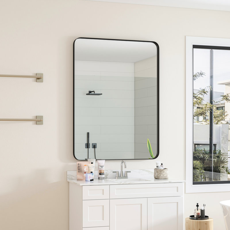 Miroir de meuble-lavabo mural, miroir rectangulaire, miroir à cadre en métal pour salle de bain, salon, chambre à coucher