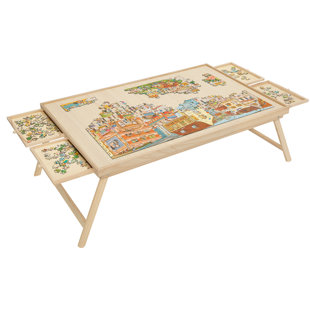 Jumbl 1000 Piece Puzzle Board, 23” x 31” Wooden Jigsaw Puzzle Table & Trays
