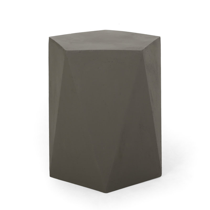 Gray Lightweight Concrete Side Table, Modern Pentagon Form, 16X16x18, No Assembly, Mica Design Shape, 15.91" W X D 18.51" H,