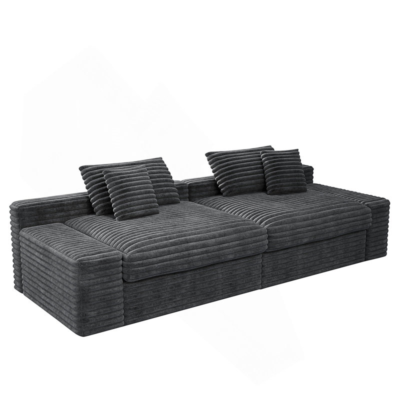 Canapé modulaire 118,1 * 47,2 po, canapé modulaire rembourré, Velours côtelé gris