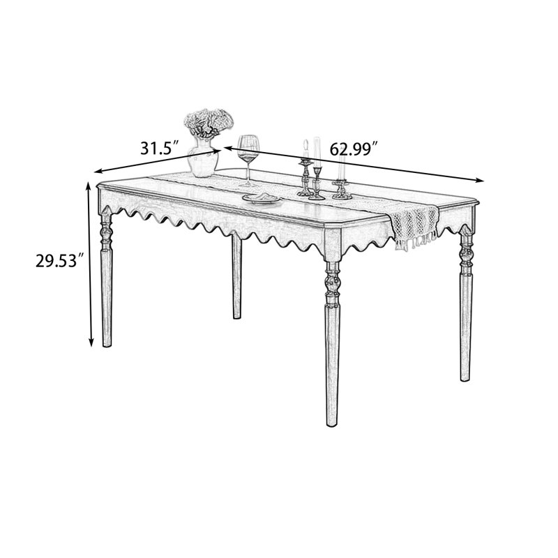 Table de salle à manger brune, H 29,53 po x L 62,99 po x l 31,50 po