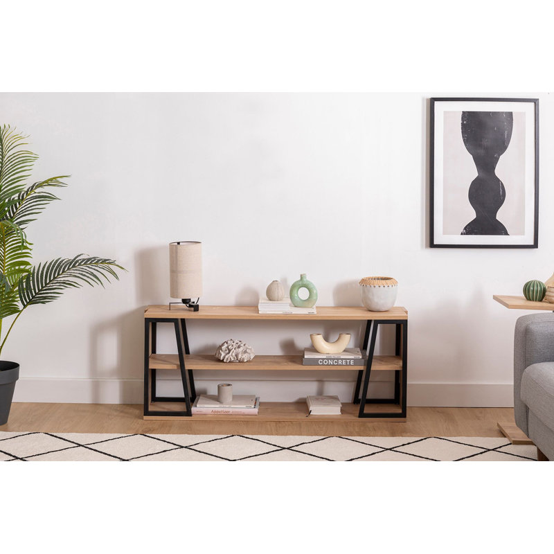 Modern TV Stand with Metal Frame, Sapphire & Black, 48.5 x 11.8 x 19.1 inches | 100% Melamine Coated Particle Board, Thickness: 0.7 inches | Stylish Industrial Design Perfect for Living Room & Entertainment Areas
