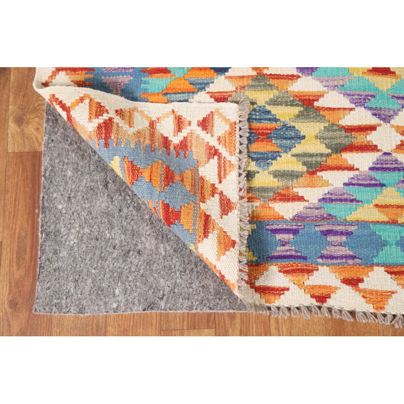Geometric Kilim Reversible Wool Rug 4x6