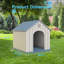 Maison pour animaux de compagnie antarctique gris - L 38,62 po, matériau PP pour la résistance aux intempéries, évents cachés pour la circulation d'air, 2 piquets de sol pour la stabilité, 9 colonnes inférieures pour le soutien