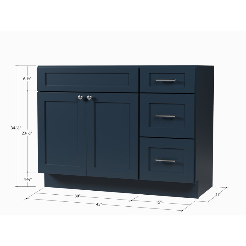 Disar 45'' Single Bathroom Vanity With Drawer Right Base Only, Blue