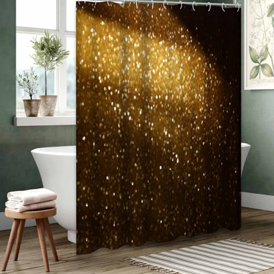 Rideau de douche imperméable doré, rideaux de douche pour la salle de bain avec 12 crochets