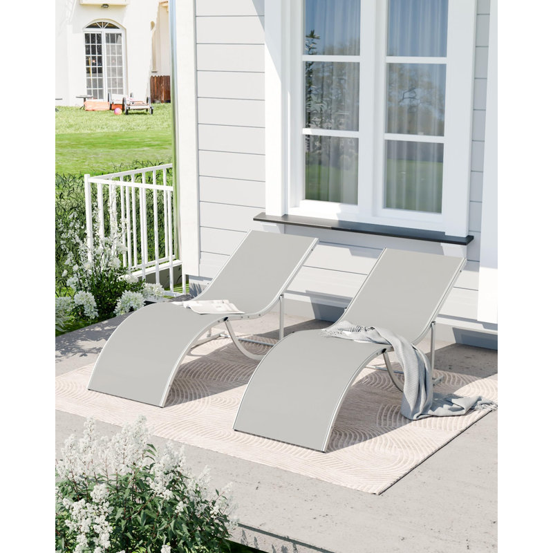Ensemble de 2 chaises longues de patio, chaise longue d'extérieur réglable en 5 positions