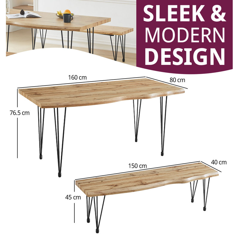Mose 4 - Person Dining Set, 76cm H x 160 cm L x 90cm W