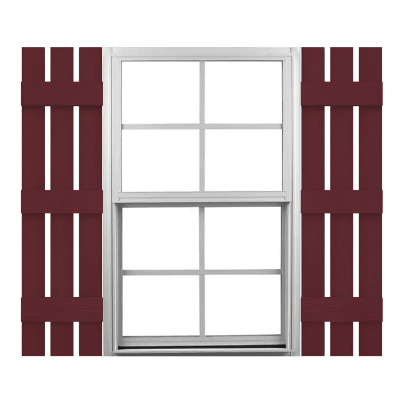 Mid-America Vinyl, Standard Size Three Board Spaced Shutter Pair, Wineberry, 63"