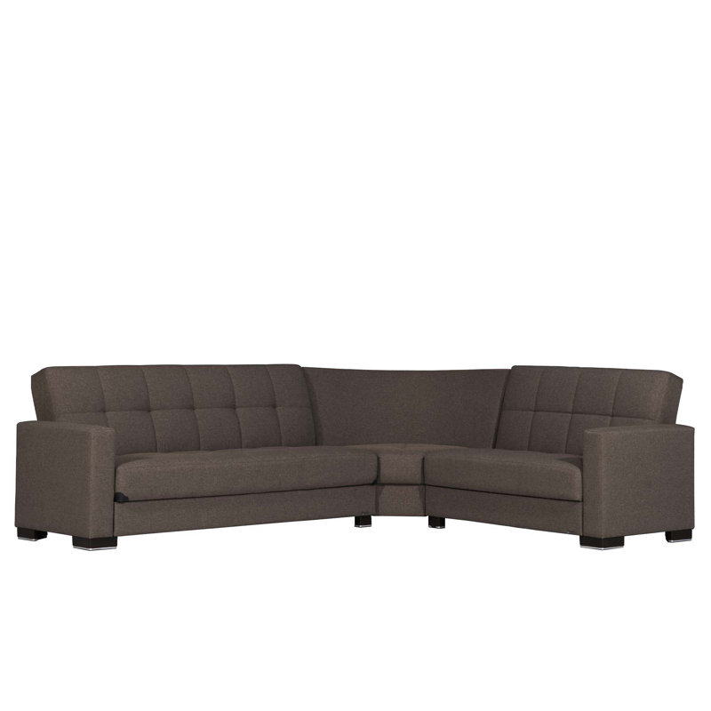Canapé-lit modulaire convertible avec rangement Nadler, Microfibre / microsuède beige foncé