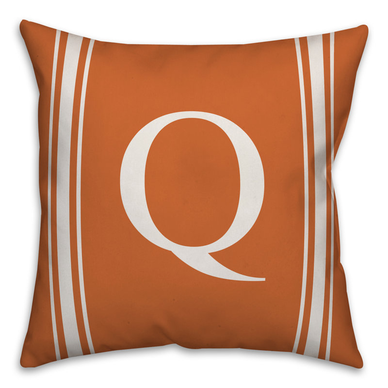 Striped Throw Pillow, Q, Orange