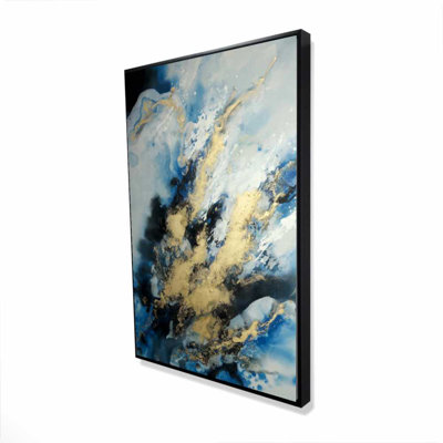 Blue Marble - Abstract Shapes Framed Canvas for Home Decor