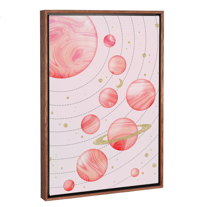 Système solaire, art encadré, Toile avec cadre en bois classique, H 26 po x l 18 po x P 1,5 po