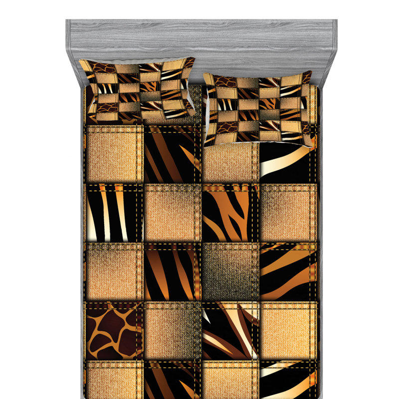 Microfiber Patchwork Sheet Set, Full Sheet Set with Fitted Sheet