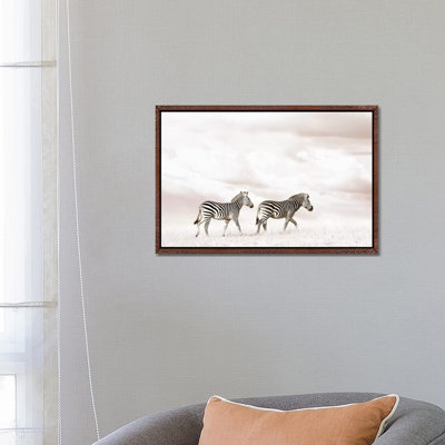 White Zebra Duo by Klaus Tiedge - Print on Canvas