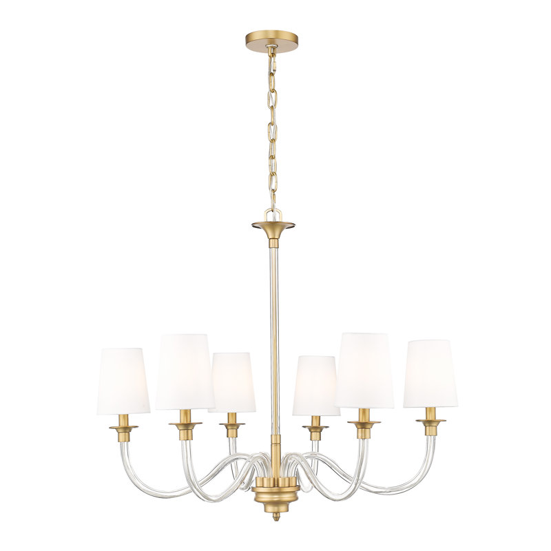 Lustre 6 lumières Adiyah en nickel brossé, Laiton
