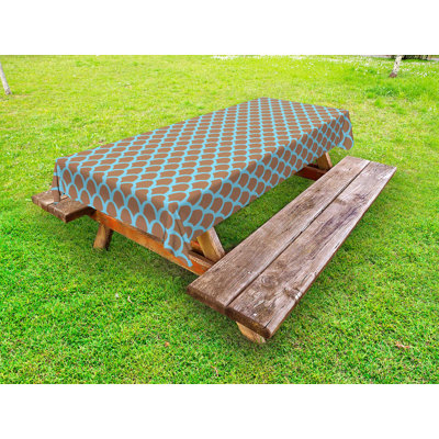 Daretha Outdoor tablecloth, animal scales pattern, tan pale blue