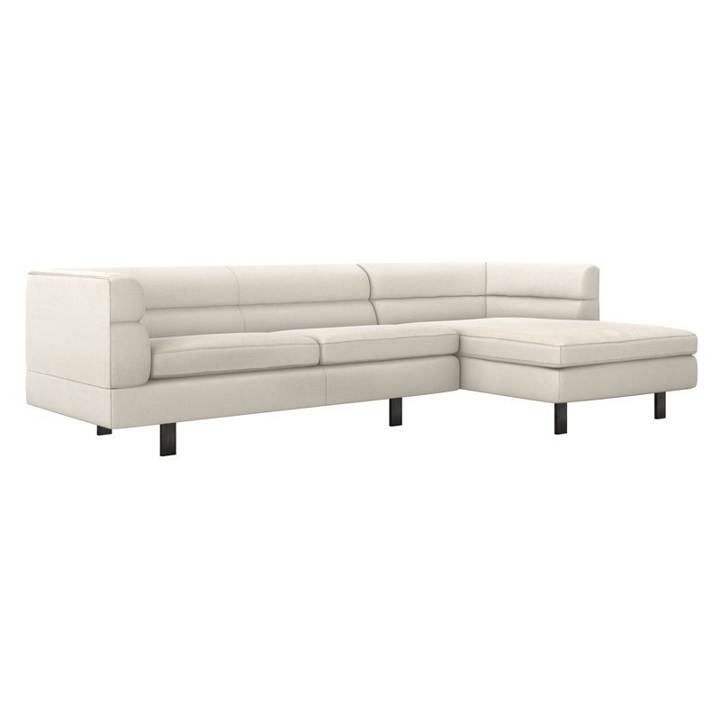 Ornette Upholstered L-Shaped Sectional, Right Hand Facing, Cameo 100% Polyester, Black