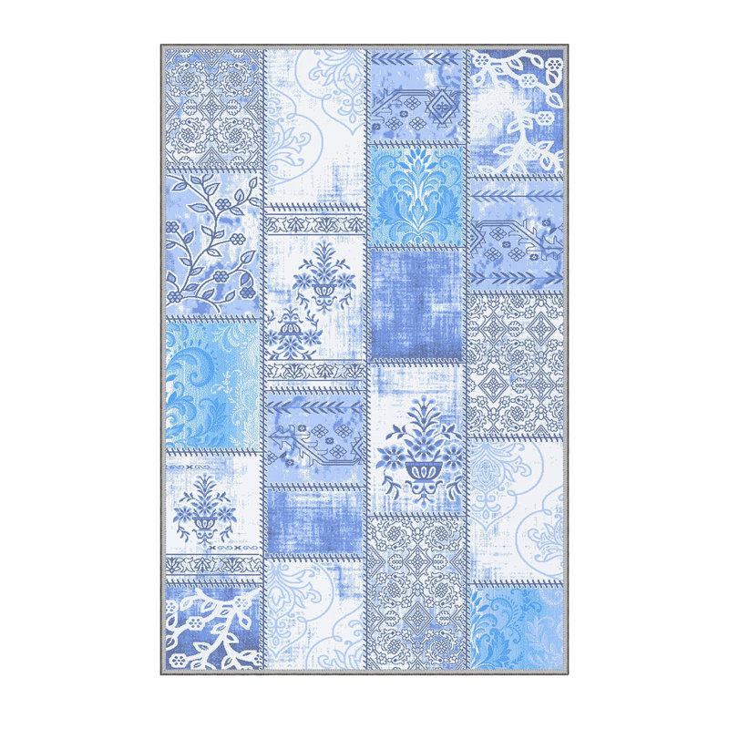 Stylish Hall Carpet, 2.6 x 6.6 Feet, 100% Polyester, 0.3 in Pile Height | Antibacterial, Non-Slip PVC Felt Dot Underside | 3D Digital Print, Machine Washable, Ideal for Entryway & Living Spaces