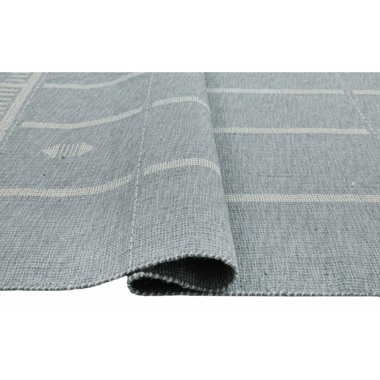 Flatweave Geometric Outdoor Rug, Rectangle 3' x 5', Blue