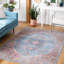 Dujuan Oriental Blue/Orange Area Rug-2041403025