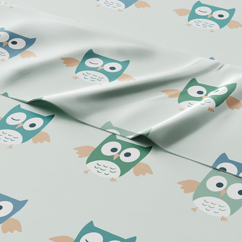 Kids Sheet Set, Soft Microfiber Bedding, Cozy & Breathable, Wrinkle Free Easy Care Bed Sheets, Owls