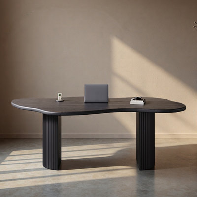 Solid wood custom-shaped desk for home office use